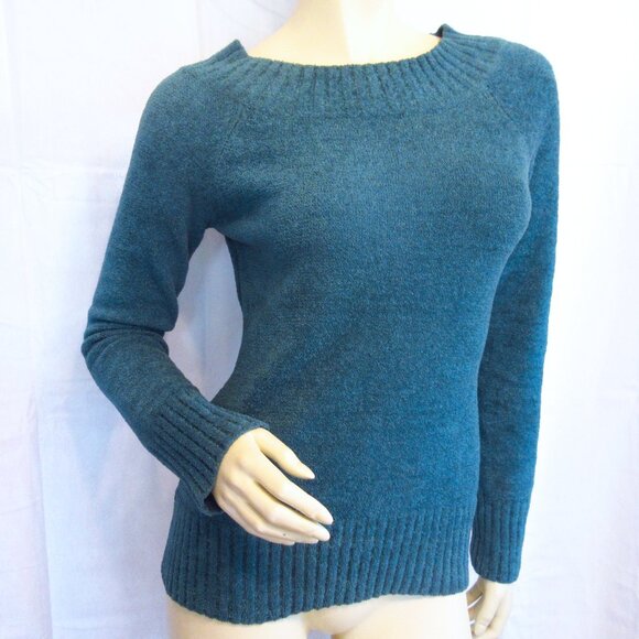 Vintage Y2K Wet Seal Teal Knit Sweater Top M Preppy Academia Retro Chic Corpcore - Picture 1 of 15